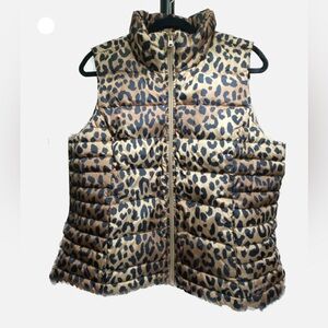 LAND’S END Puffer Vest in Animal Print L NWT